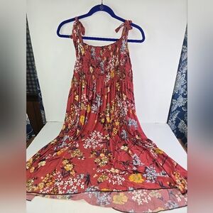 Chic Floral Red Maxi Dress